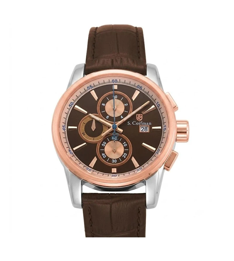Invicta S.Coifman Men's Heritage Chronograph Dial Leather Strap Watch