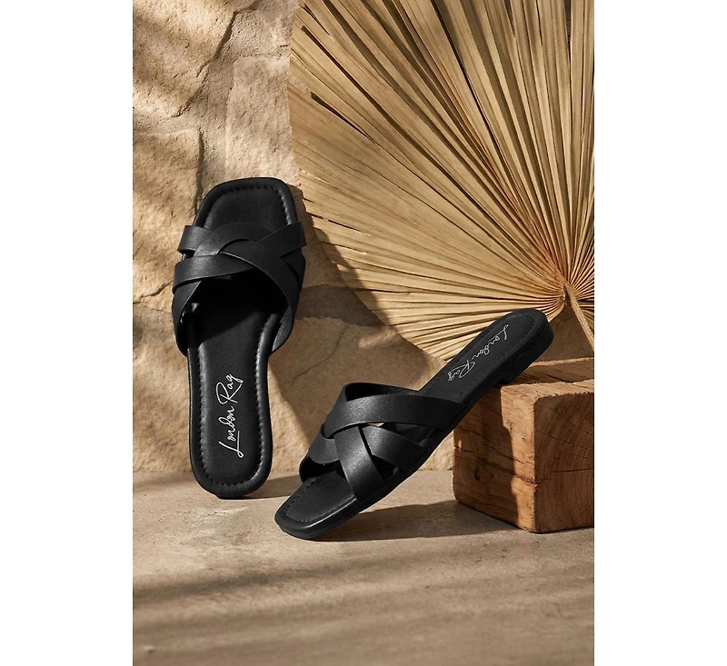 London Rag Women's Dickery Knotted Straps Detail Slip Ons