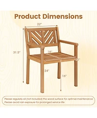 Gouun Set of 4 Solid Acacia Wood Outdoor Patio Dining Chairs with 400 Lb Capacity