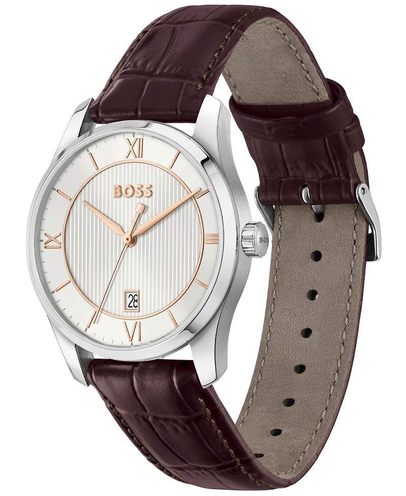 Hugo Boss Men's Principle Quartz Brown Calfskin Leather Watch 37mm