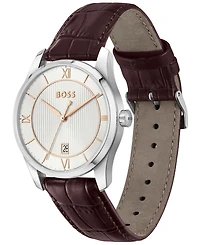 Hugo Boss Men's Principle Quartz Brown Calfskin Leather Watch 37mm