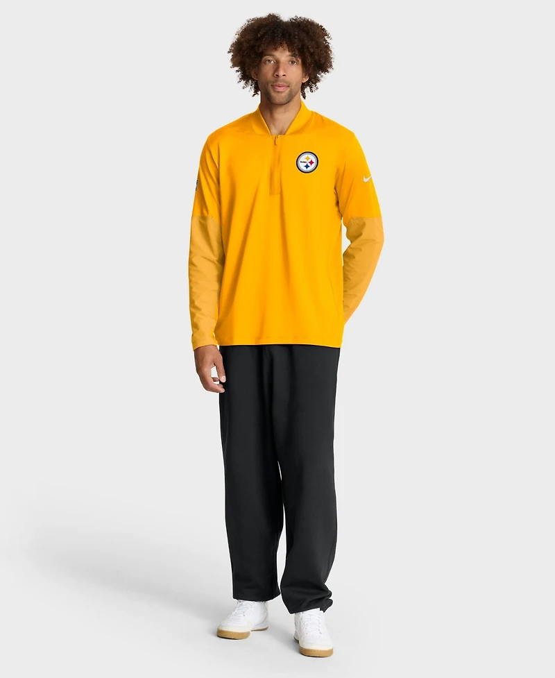 Nike Men's Gold Pittsburgh Steelers Sideline Dri-fit Half-Zip Pullover Sweatshirt