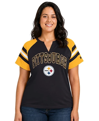 Starter Plus Pittsburgh Steelers Game On Notch-Neck Raglan T-Shirt