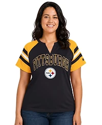 Starter Plus Pittsburgh Steelers Game On Notch-Neck Raglan T-Shirt