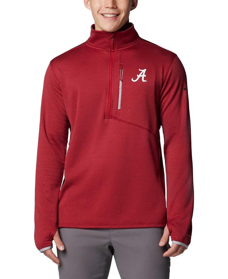 Men's Columbia Crimson Alabama Tide Park View Grid Fleece Omni-Wick Half-zip Jacket
