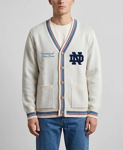 Men's and Women's Uscape Apparel Natural Notre Dame Fighting Irish Americana Striped Full-Button Cardigan