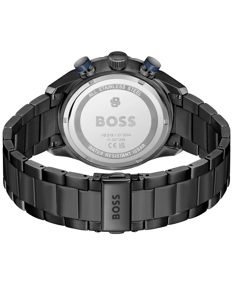 Hugo Boss Men's Boss Chronomatix Quartz Chrono Ionic Plated Black Steel Watch 44mm