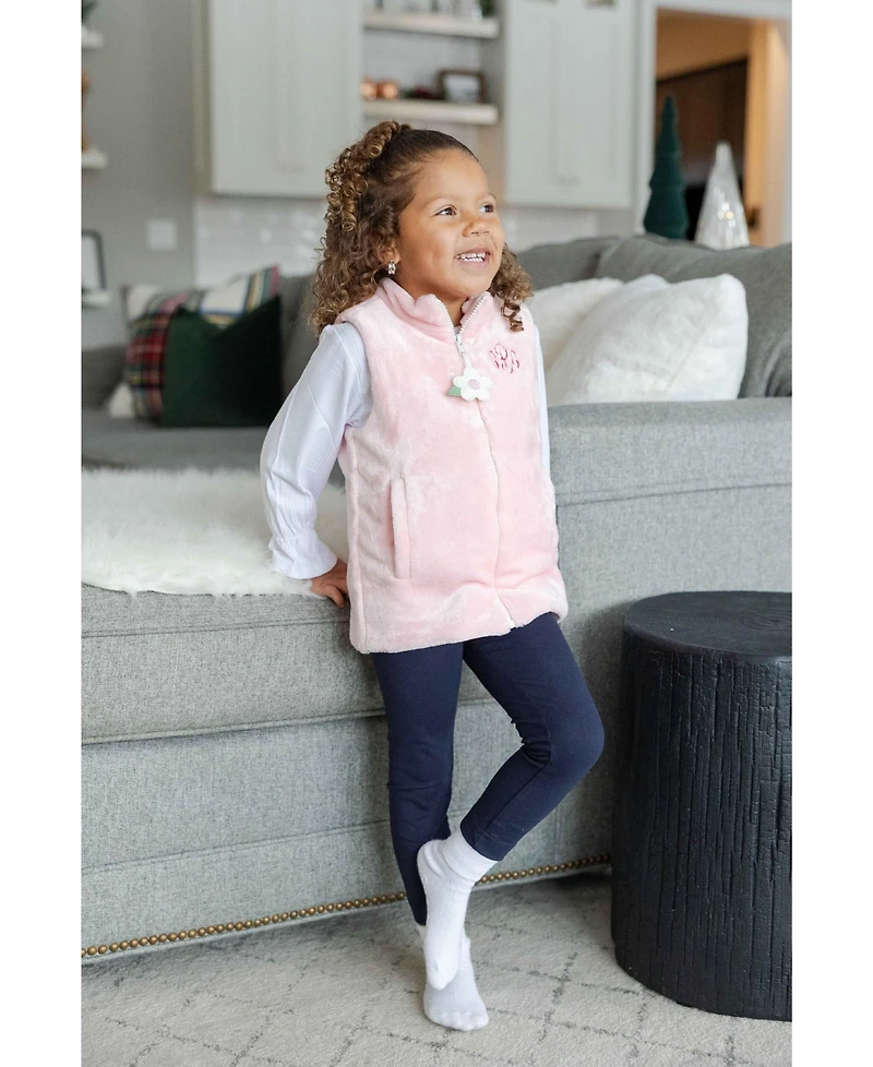 Florence Eiseman Toddler Girls Plush Fleece Zip Up Vest Jacket 2T-4T