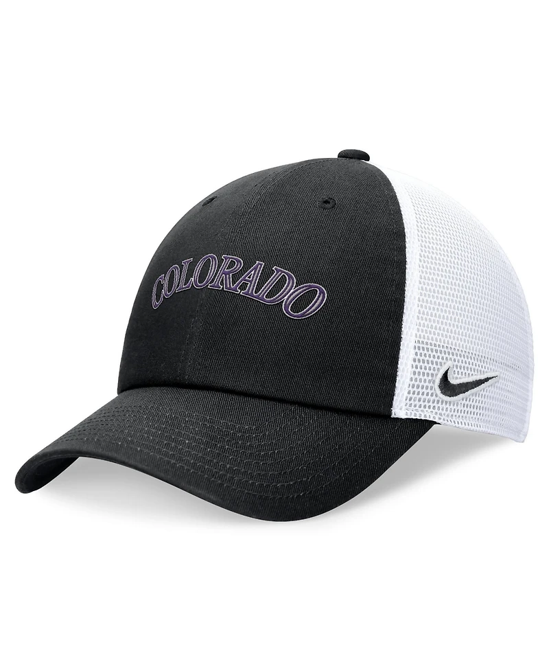 Nike Men's Black Colorado Rockies Wordmark Adjustable Trucker Hat