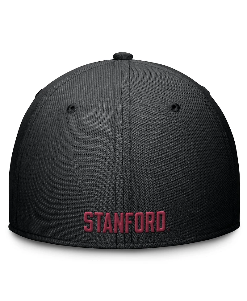 Nike Men's Black Stanford Cardinal Rise SwooshFlex Dri-fit Hat