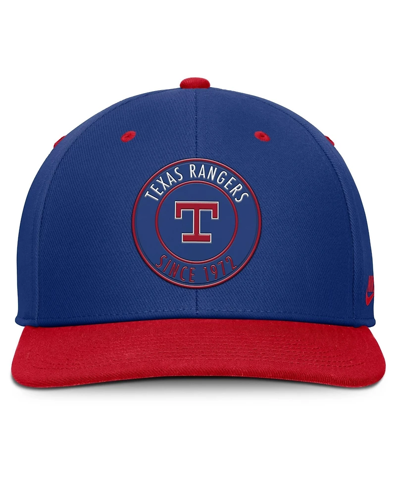 Nike Men's Royal/Red Texas Rangers Cooperstown Collection Pro Dri-fit Snapback Hat