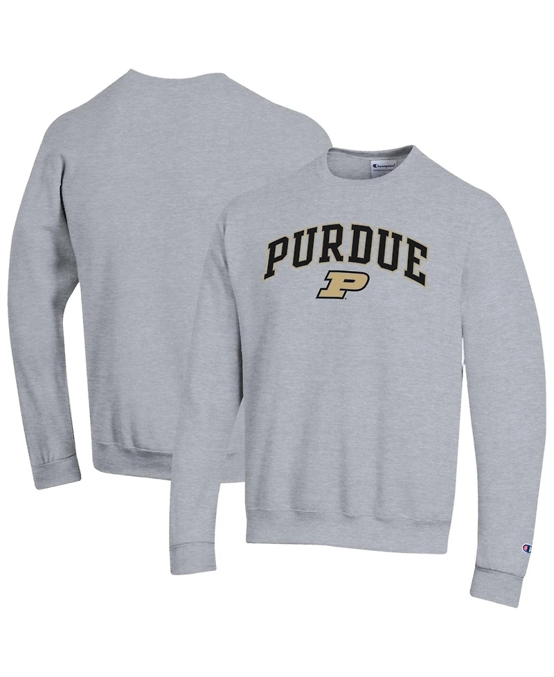 Men's Champion Heather Gray Purdue Boilermakers Arch Over Logo Pullover Sweatshirt