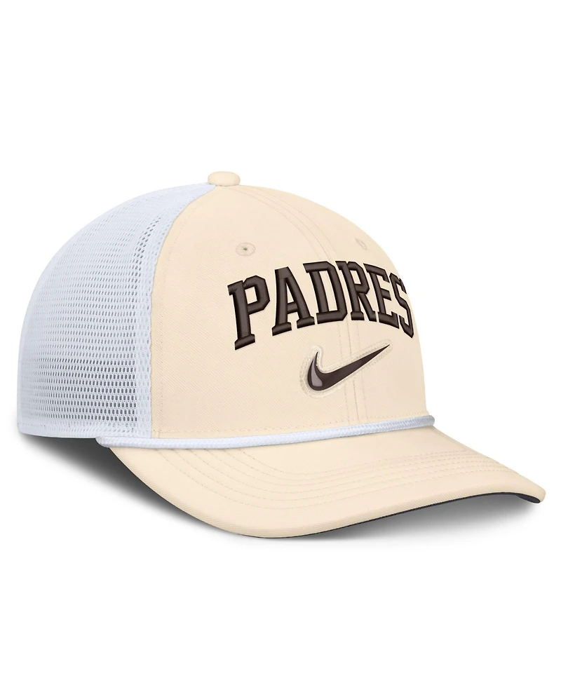 Men's Nike Natural/White San Diego Padres Rise Dri-fit Trucker Adjustable Hat
