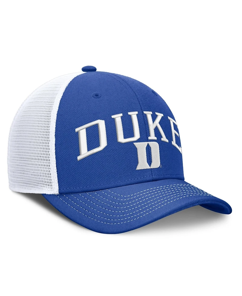 Nike Men's and Women's Royal/White Duke Blue Devils Primetime Arched Trucker Adjustable Hat