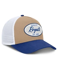 Men's Nike Khaki/Royal Kansas City Royals Rise A-Frame Trucker Adjustable Hat