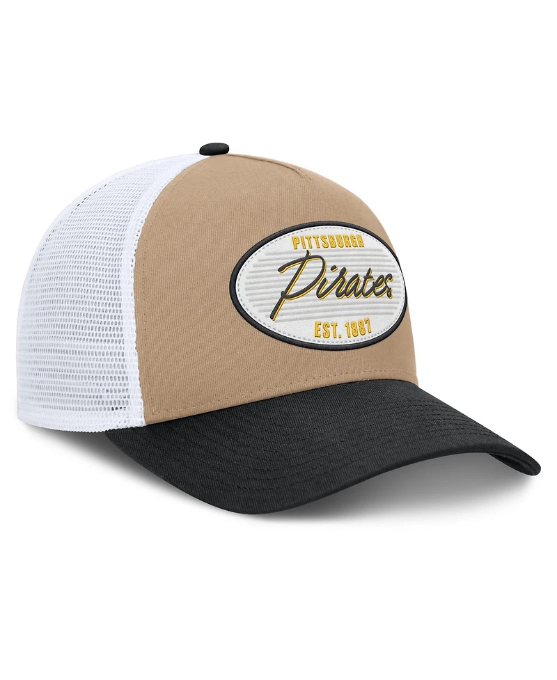Men's Nike Khaki/Black Pittsburgh Pirates Rise A-Frame Trucker Adjustable Hat