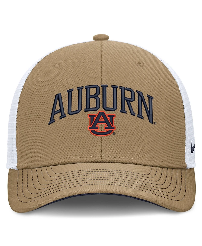 Nike Men's and Women's Beige/Navy Auburn Tigers Primetime Arched Trucker Adjustable Hat