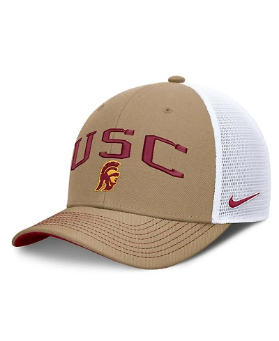 Nike Men's and Women's Beige/Crimson Usc Trojans Primetime Arched Trucker Adjustable Hat