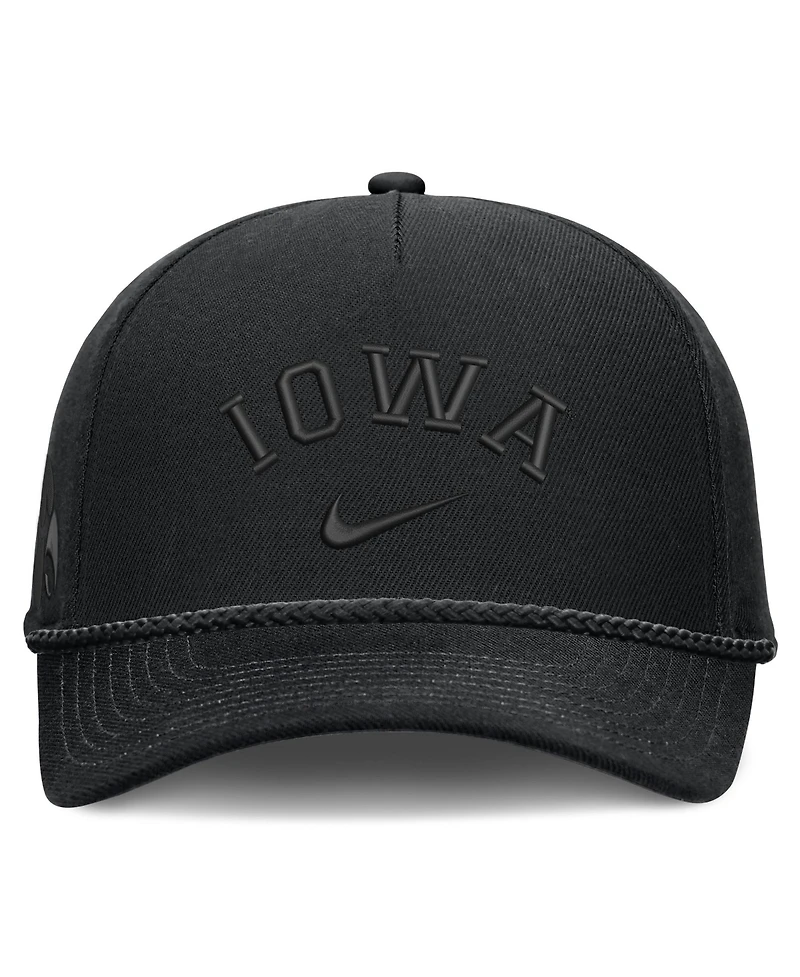 Nike Men's and Women's Black Iowa Hawkeyes Campus Prep Tonal Rope Rise 5-Panel Adjustable Hat
