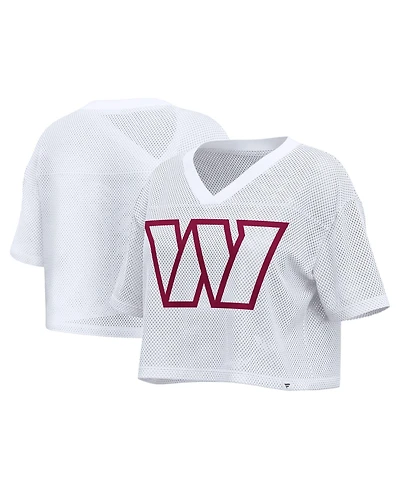 Fanatics Women's Washington Commanders Oversized Mesh Cropped V-Neck Jersey