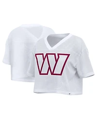 Fanatics Women's Washington Commanders Oversized Mesh Cropped V-Neck Jersey