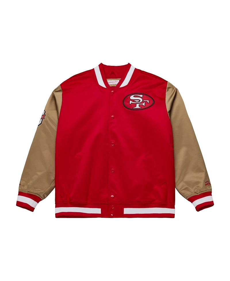 Mitchell & Ness Men's Scarlet/Gold San Francisco 49ers 80th Anniversary Heavyweight Satin Full-Snap Jacket
