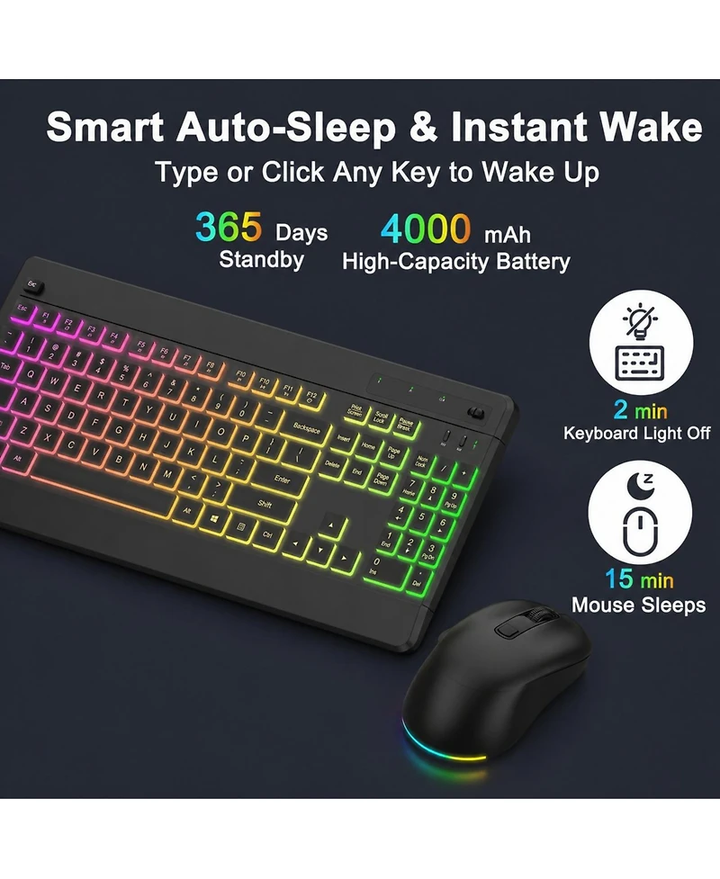 Lofree Wireless Rechargeable Rgb-Backlit Keyboard and Mouse Combo for Windows & macOS