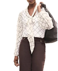 Mint Velvet Women's Checked Bow Blouse