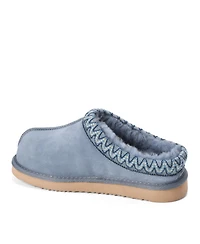 Dearfoams Women's Fireside by Greta Genuine Shearling Clog Slipper with Embroidery