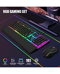 Lofree Wired Gaming Keyboard Mouse Combo Rgb Backlit 7200 Dpi Anti Ghosting Soft Wrist Rest