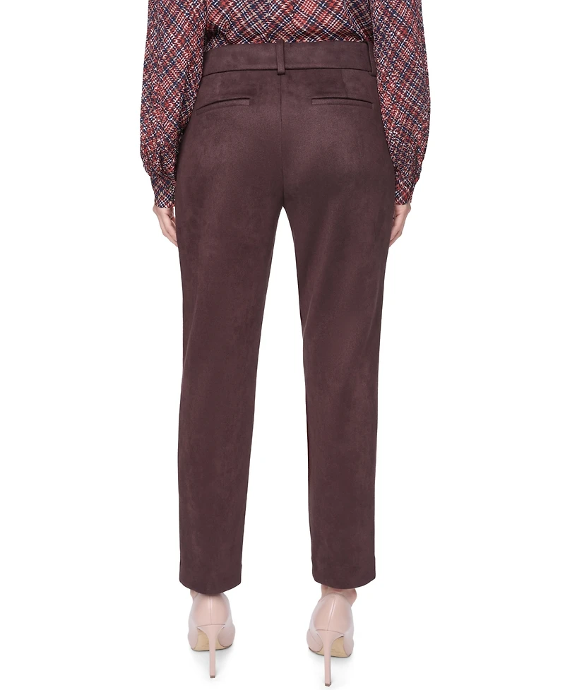 Tommy Hilfiger Women's Mid-Rise Straight Faux Suede Pants