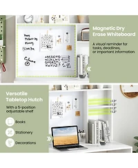 Sugift Compact Computer Desk with Hutch and Magnetic board