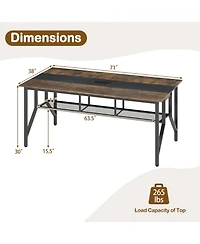 Sugift 71-Inch Rectangular Conference Table with Mesh Storage Shelf