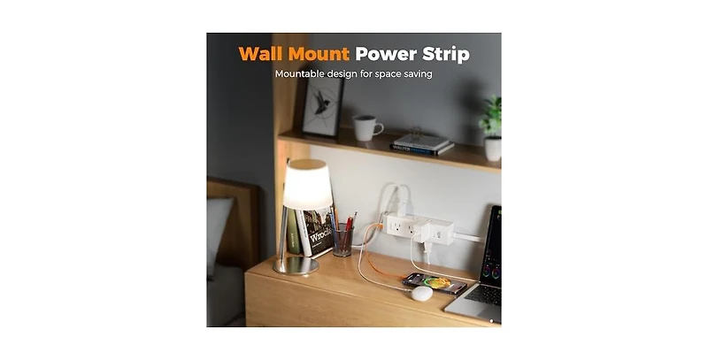 Tessan 20W Usb Charging Surge Protection 9-Outlet Power Strip for Phones, Tablets and Devices
