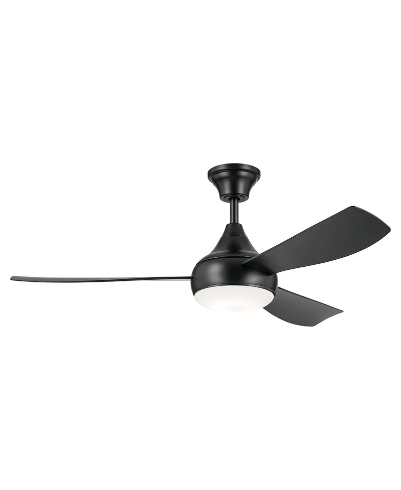 54" Kichler Ample Satin Black Led Outdoor Ceiling Fan with Remote