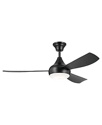 54" Kichler Ample Satin Black Led Outdoor Ceiling Fan with Remote