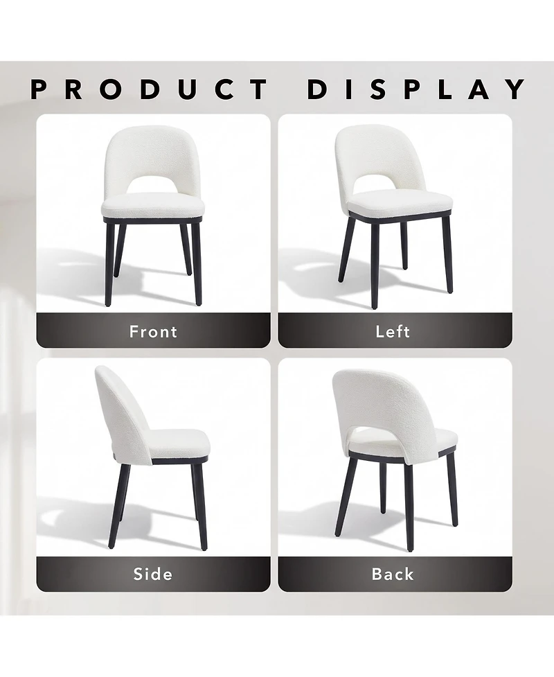 Modern Upholstered Dining Chairs Set of 2, Linen Seat, Thick Cushion, Curved Backrest, Sturdy Wood Legs, Ideal for Dining Room, Restaurant, or Cafe