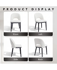 Modern Upholstered Dining Chairs Set of 2, Linen Seat, Thick Cushion, Curved Backrest, Sturdy Wood Legs, Ideal for Dining Room, Restaurant, or Cafe