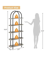 31.5 x 12 x 71 Inch 2-Pack Arched Bookshelf 5-Tier Bookcase, Iron Frame Engineered Wood Shelves for Living Room Office, Black Graphite Gray