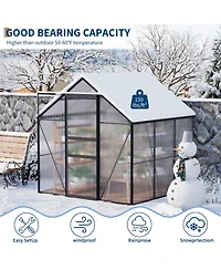 6 x Ft Walk-in Aluminum Greenhouse with 3 Sections, Outdoor Garden Plant House for Backyard Patio and Balcony, White/Green/Black