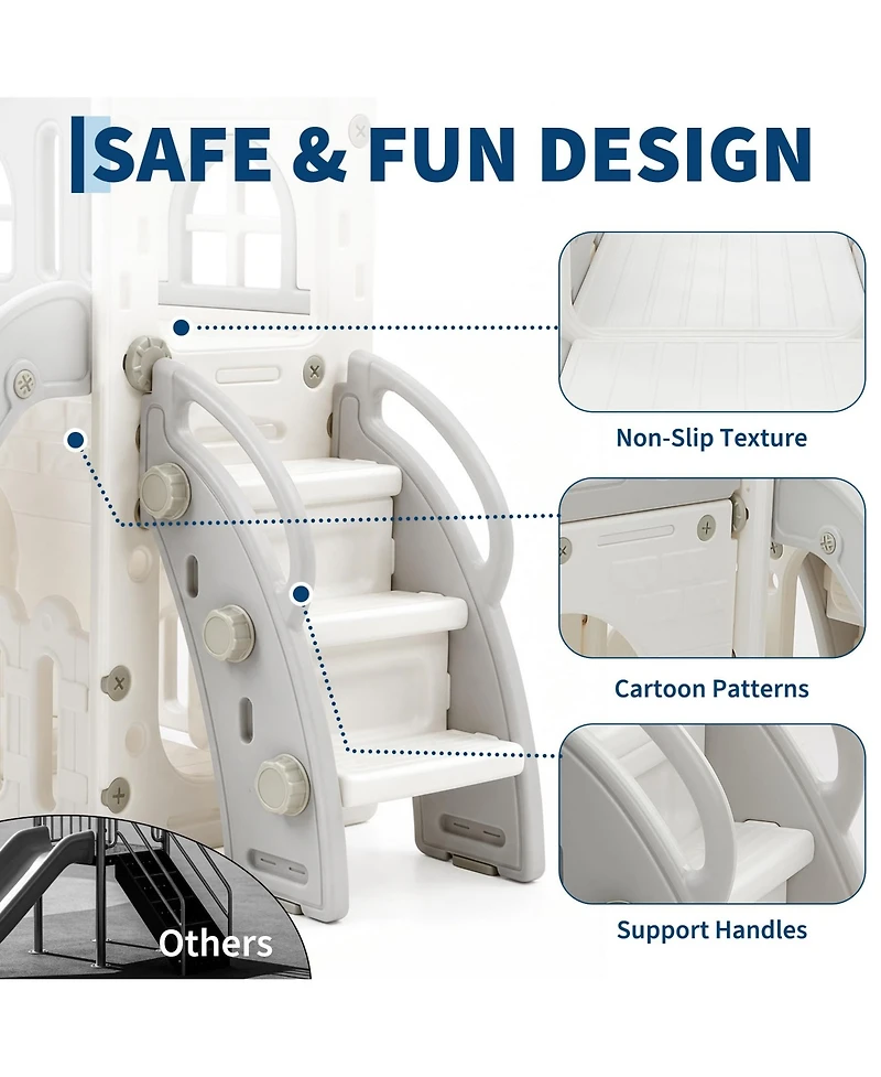 10-in-1 Freestanding Double Toddler Slide, Dual Side-by-Side Slide for Indoor Outdoor Playground, Hdpe Sturdy Climber Playset for Children Ages 1-3