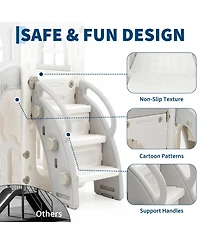 10-in-1 Freestanding Double Toddler Slide, Dual Side-by-Side Slide for Indoor Outdoor Playground, Hdpe Sturdy Climber Playset for Children Ages 1-3