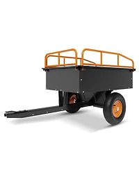 63 x 35 x 11 Inch Atv Garden Dump Cart, Heavy Duty Tow Behind Cart with Raised Guardrail 750 lbs for Lawn Farm,