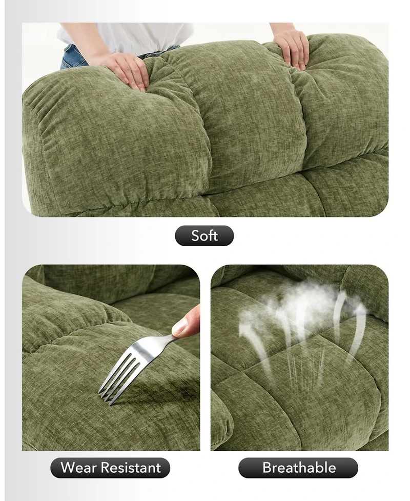 30x26x20 In Rocking Chair with Chenille Upholstery, Iron Frame Lounge Sofa for Living Room Bedroom Reading Relaxation, Green/Grey/Beige