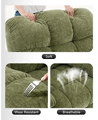 30x26x20 In Rocking Chair with Chenille Upholstery, Iron Frame Lounge Sofa for Living Room Bedroom Reading Relaxation, Green/Grey/Beige