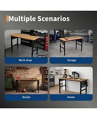 48 x 20 in Electric Height Adjustable Standing Desk with Side Pegboard, Home Office Computer Workstation with Open Shelf, Walnut