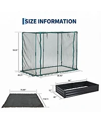 96 x 48 12 Raised Garden Bed with Insect Net and Shade Cover, Steel Planter Box for Vegetables Herbs Patio Balcony, Ivory/Silver/Black