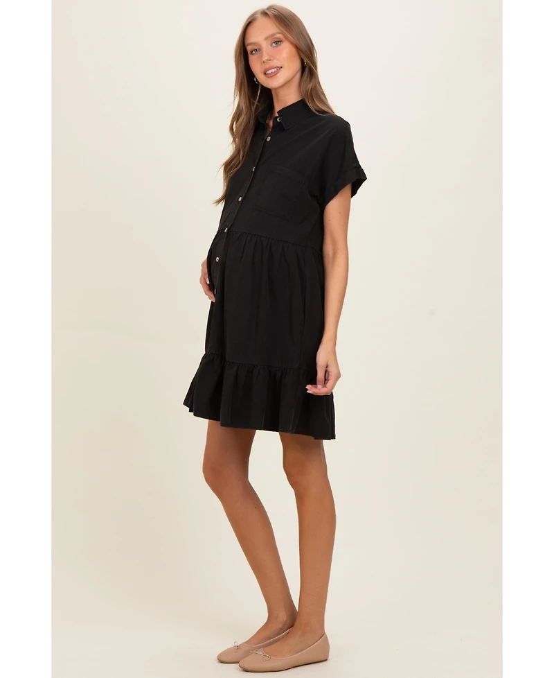 Pinkblush Maternity Clay Empire Waist Ruffled Hem Short-Sleeve Mini Dress