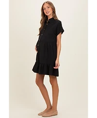 Pinkblush Maternity Clay Empire Waist Ruffled Hem Short-Sleeve Mini Dress