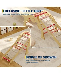 4 in 1 Toddler Climbing Toys Indoor with Ramp, Arch and Ladder, Triangle Set with Wood Construction, Climbing Set for Toddlers 1-3, Baby, Kids